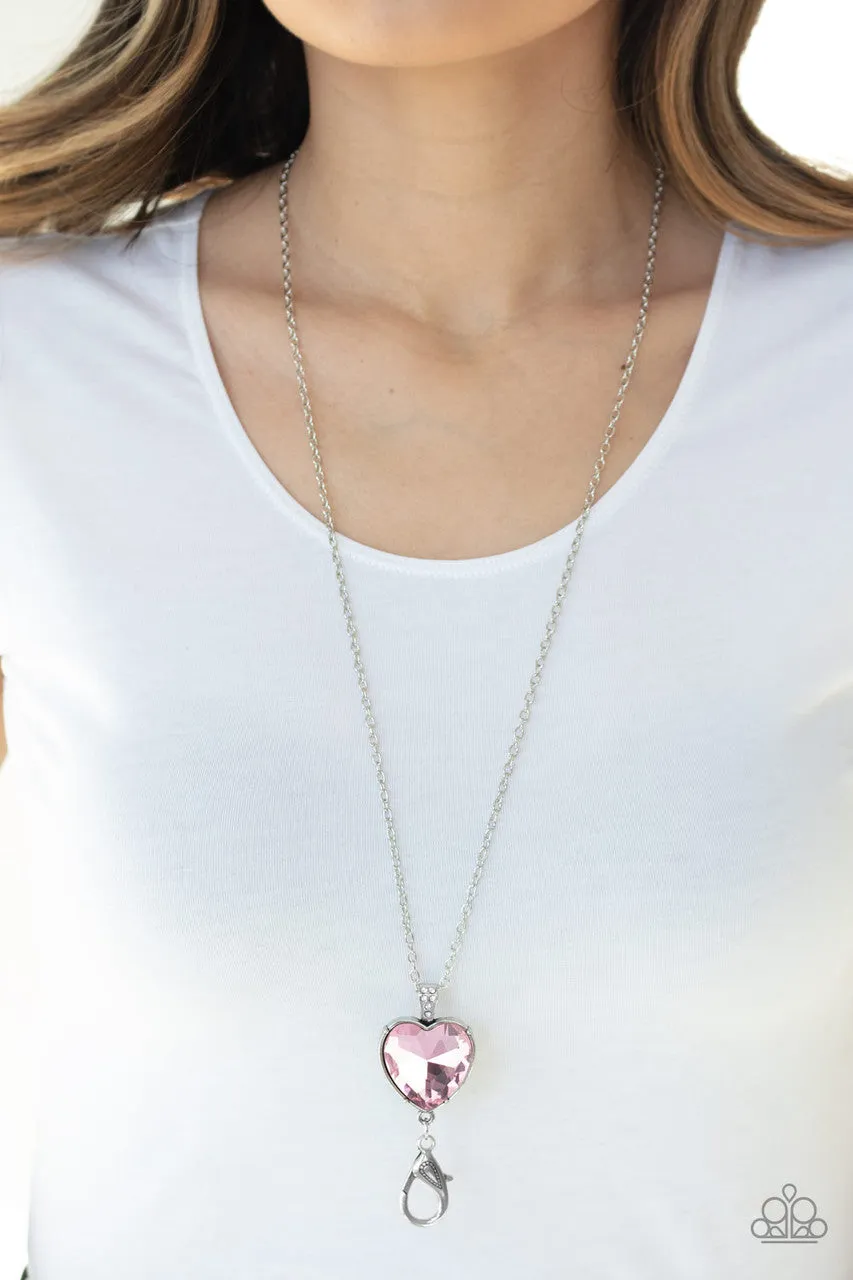 Lovely Luminosity Pink Paparazzi Lanyard Necklace