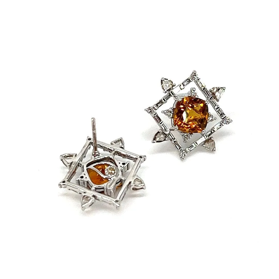 MADEIRA CITRINE AND DIAMOND STUDS