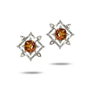MADEIRA CITRINE AND DIAMOND STUDS