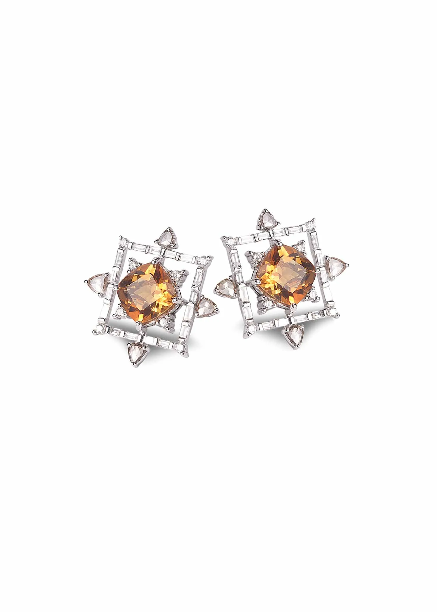 MADEIRA CITRINE AND DIAMOND STUDS