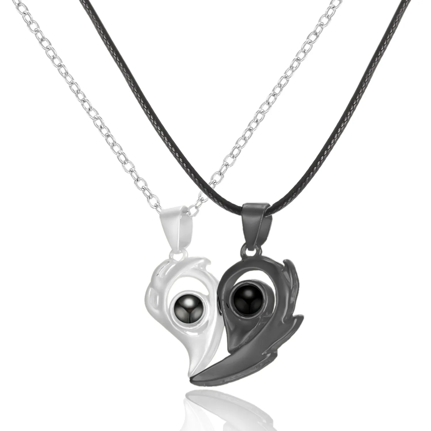 Magnetic Couple Necklaces With Love You Projection