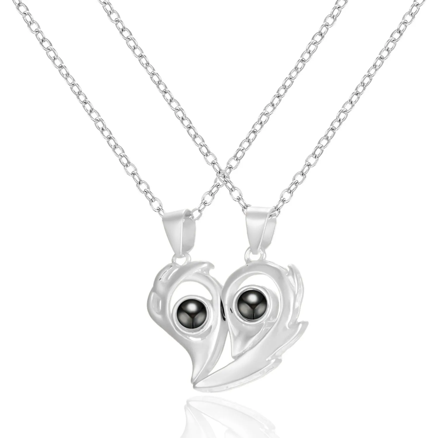 Magnetic Couple Necklaces With Love You Projection