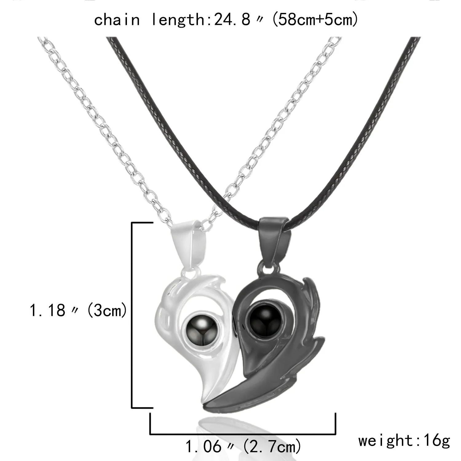 Magnetic Couple Necklaces With Love You Projection
