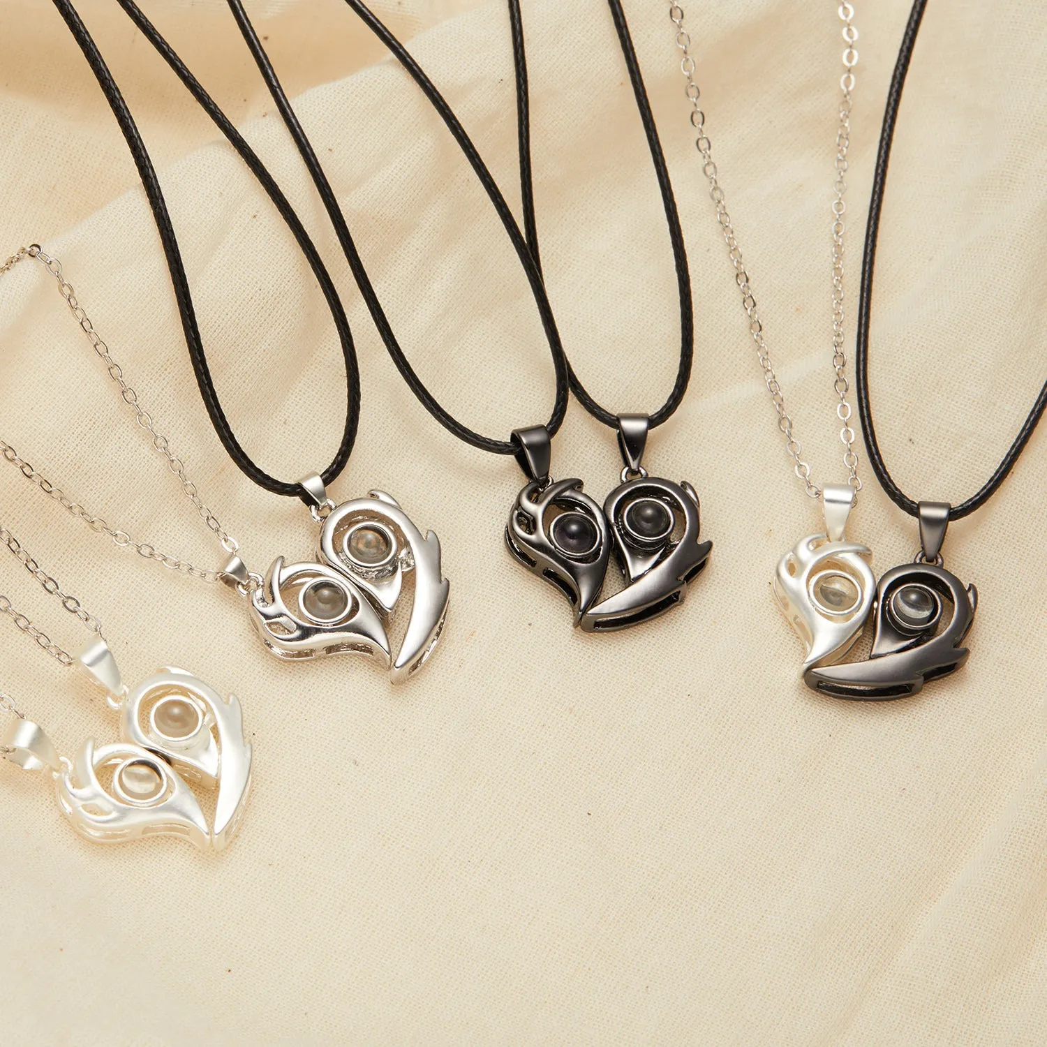 Magnetic Couple Necklaces With Love You Projection