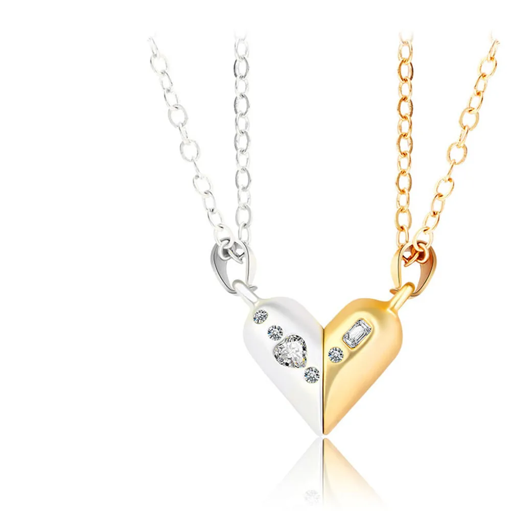 Magnetic Rotating Couples Necklaces Heart Necklace Gifts for Him and Her