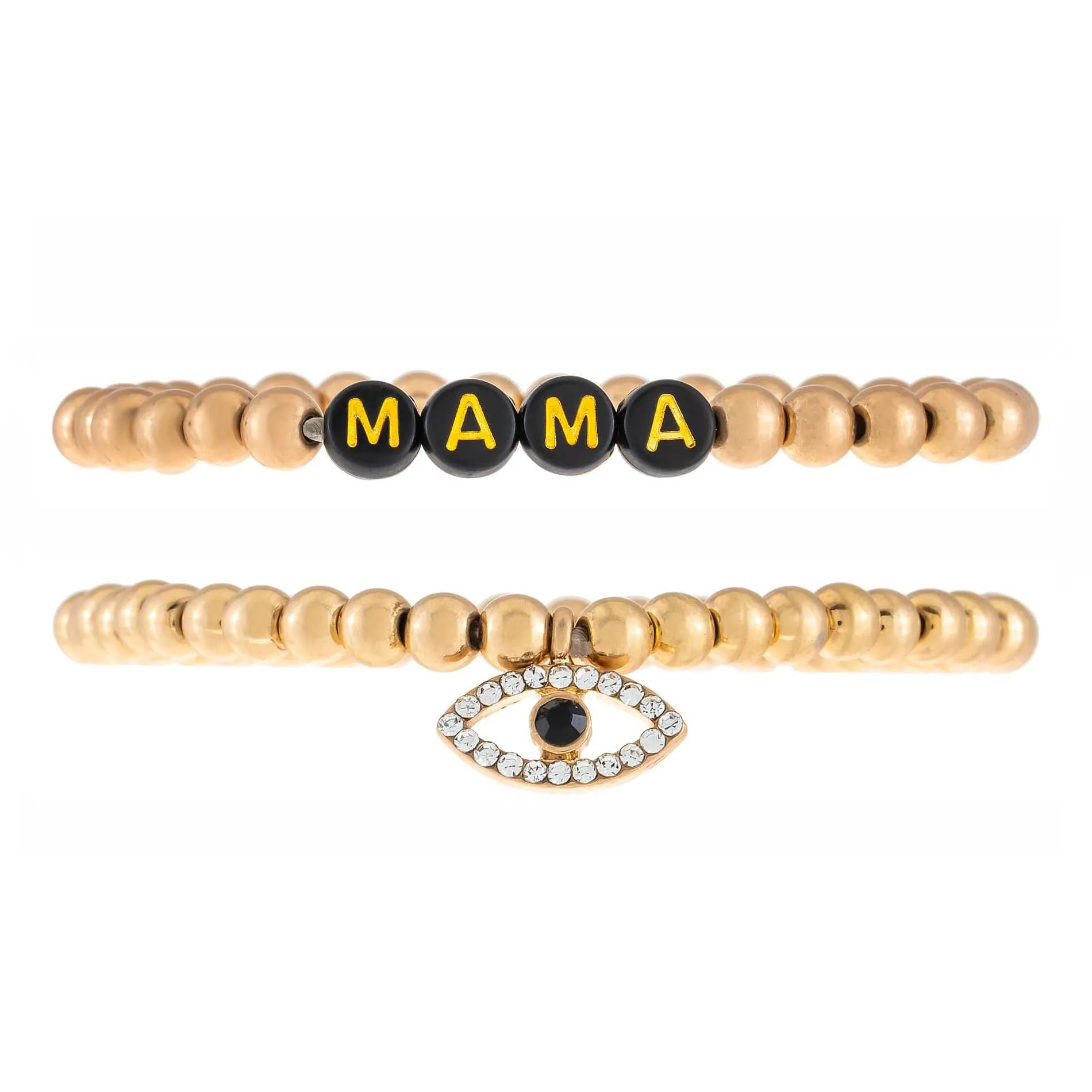 Mama X Evil Eye Beaded Bracelet Set
