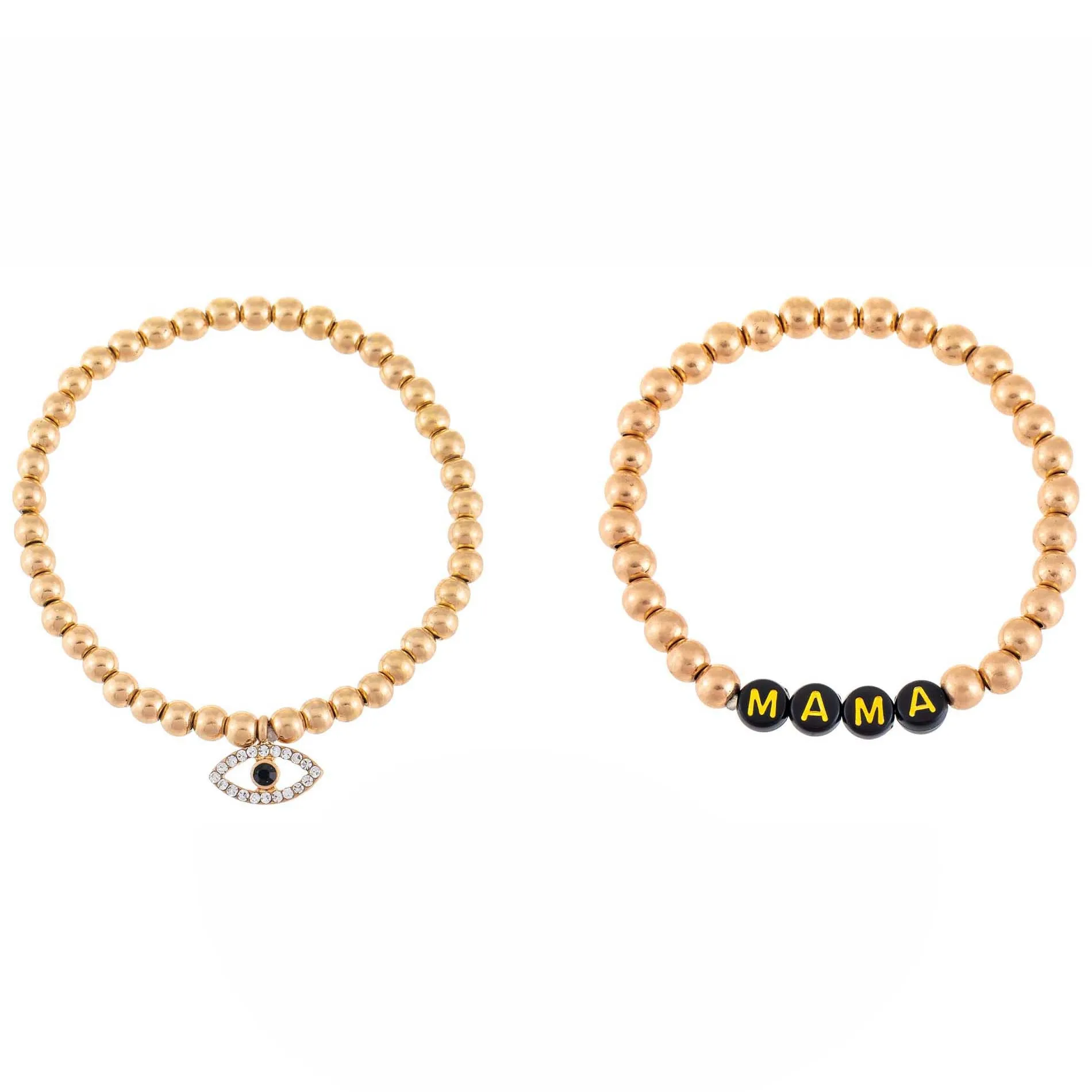 Mama X Evil Eye Beaded Bracelet Set