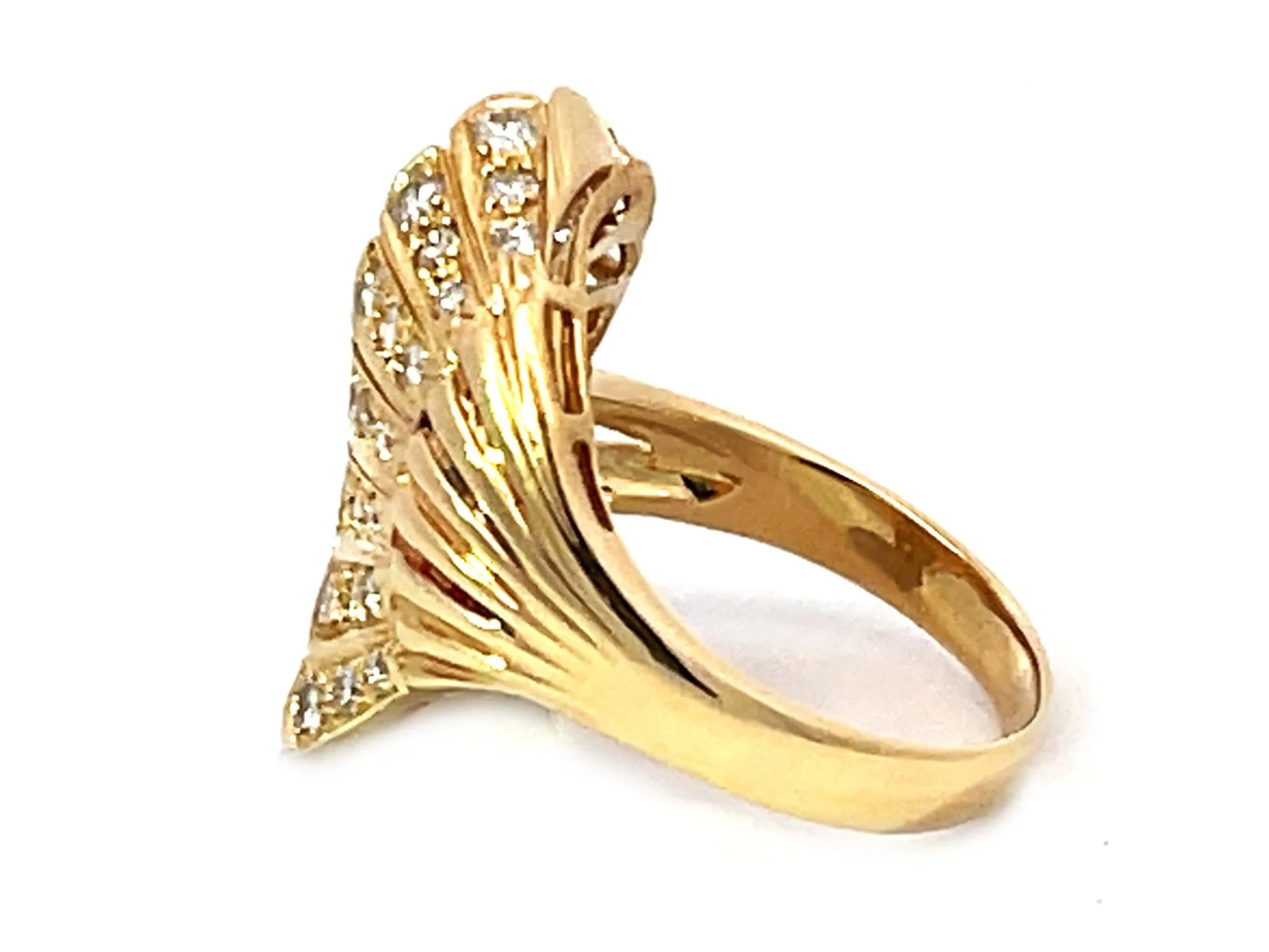 Marquise Red Ruby Diamond Cocktail Ring Solid 18k Yellow Gold