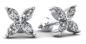 Marquise Shape Diamond Stud Earrings with 0.88 ct.(finished) 4x2mm