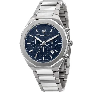 Maserati Stile Silver Stainless Steel Blue Dial Quartz Watch for Gents - R8873642006