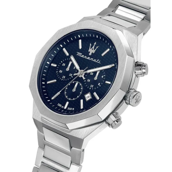 Maserati Stile Silver Stainless Steel Blue Dial Quartz Watch for Gents - R8873642006