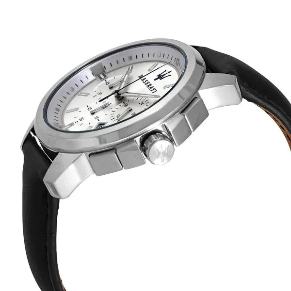 Maserati Traguardo Black Silicone Strap Silver Dial Quartz Watch for Gents - R8871612012