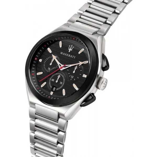 Maserati Triconic Silver Stainless Steel Black Dial Quartz Watch for Gents - R8873639002