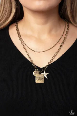 Masterpiece in Progress - Brass -  Inspirational "Own it" "One of a Kind" Star Paparazzi Short Necklace