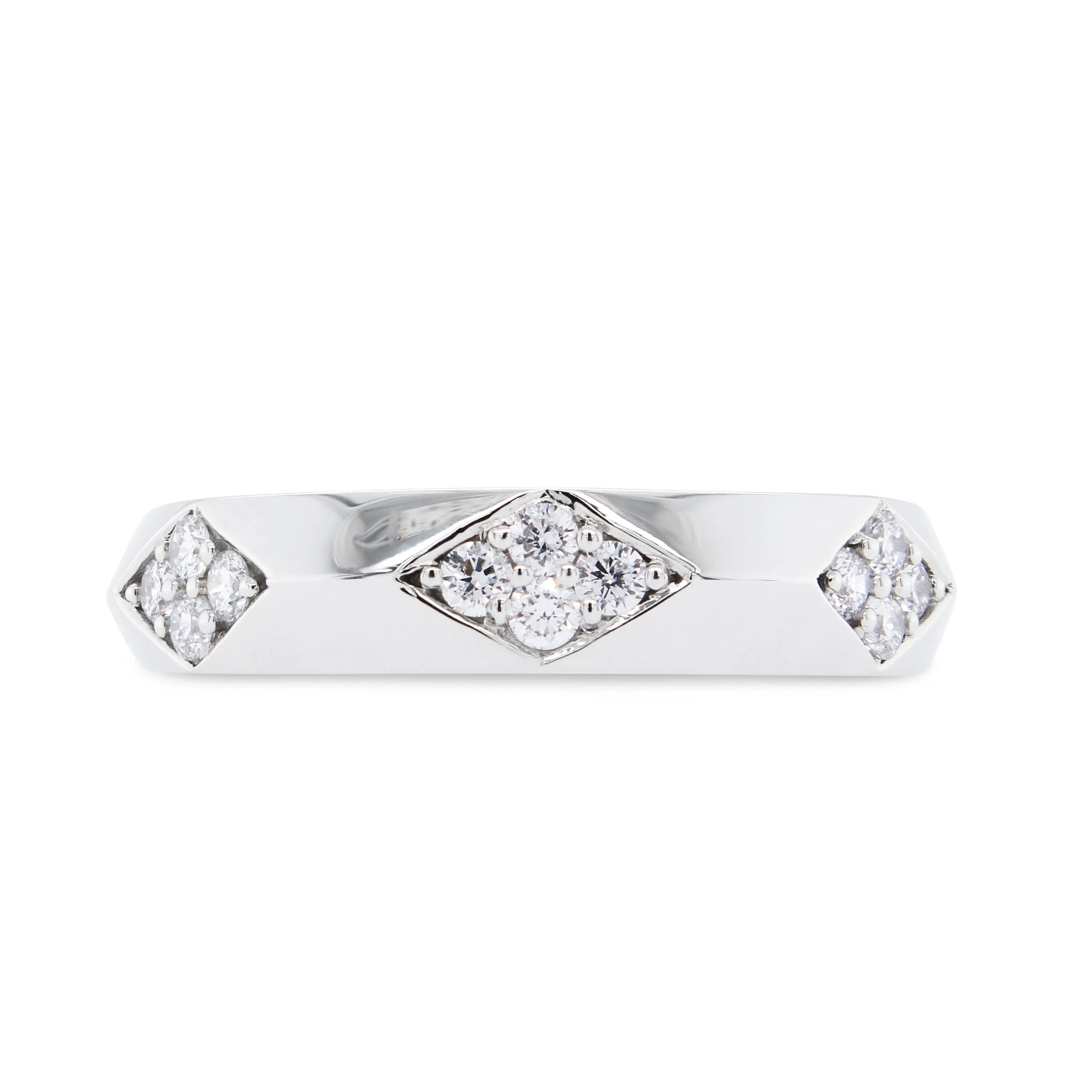 Men's 1/5Cts. Diamond Geometric Ring in White Gold