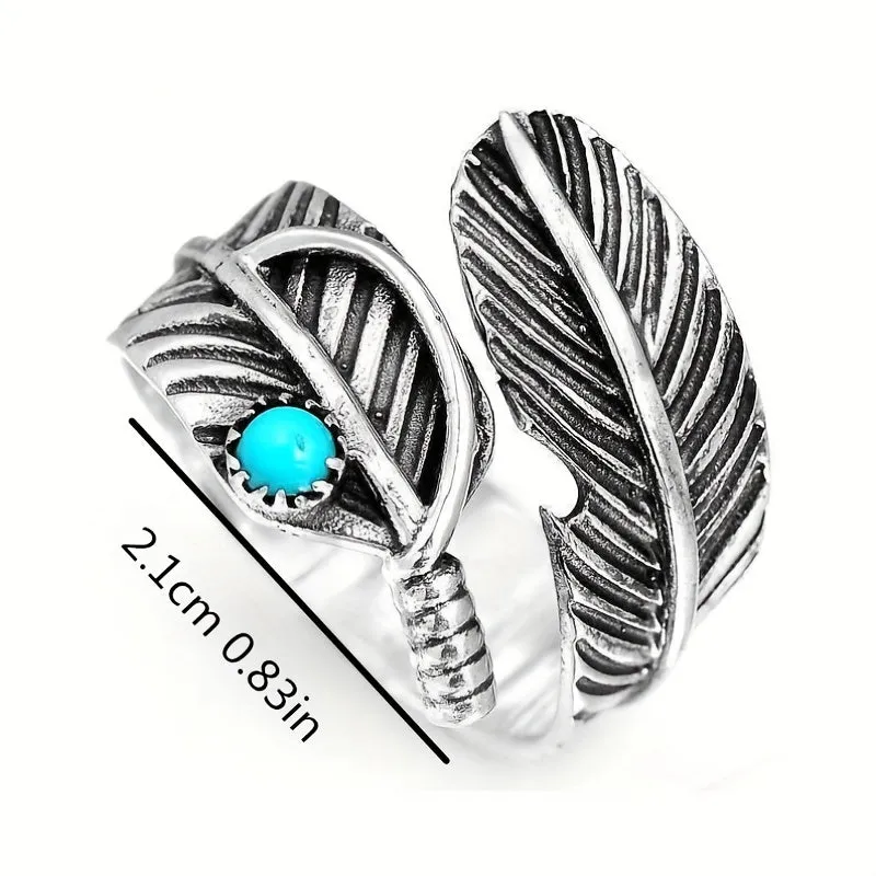Men's Alloy Geometric Feather Shape Adjustable Ring