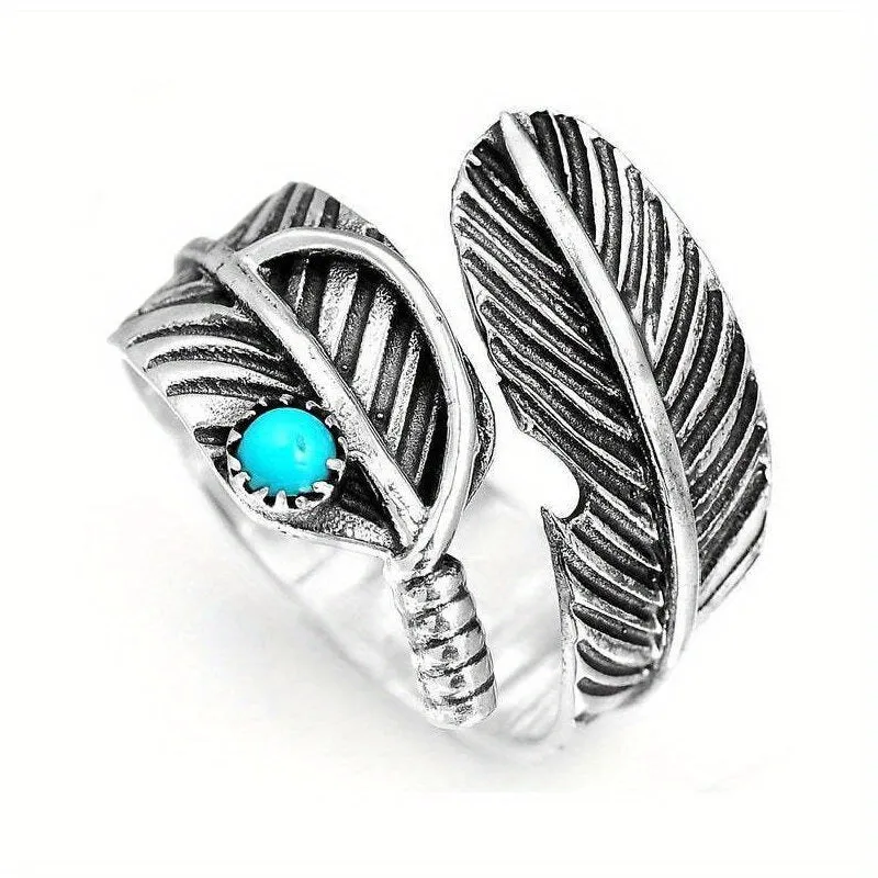 Men's Alloy Geometric Feather Shape Adjustable Ring