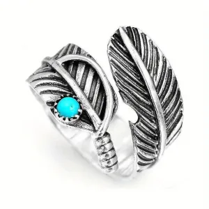 Men's Alloy Geometric Feather Shape Adjustable Ring