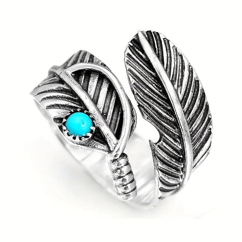 Men's Alloy Geometric Feather Shape Adjustable Ring