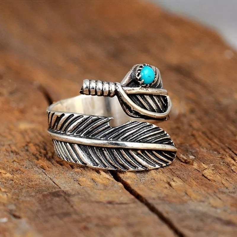 Men's Alloy Geometric Feather Shape Adjustable Ring