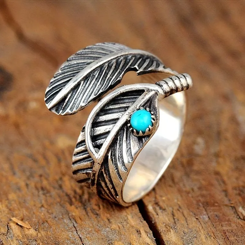 Men's Alloy Geometric Feather Shape Adjustable Ring