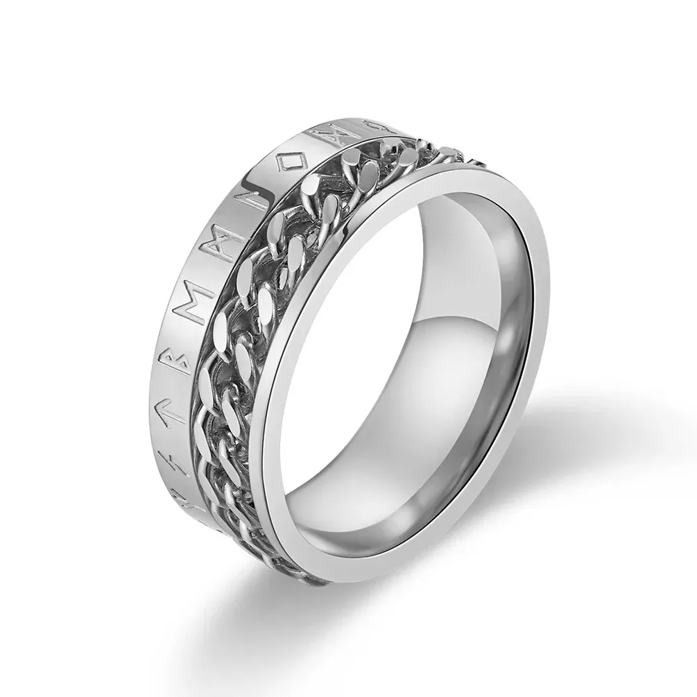 Men's Black Stainless Steel Spinner Ring – Roman Numerals Fidget Anxiety Band