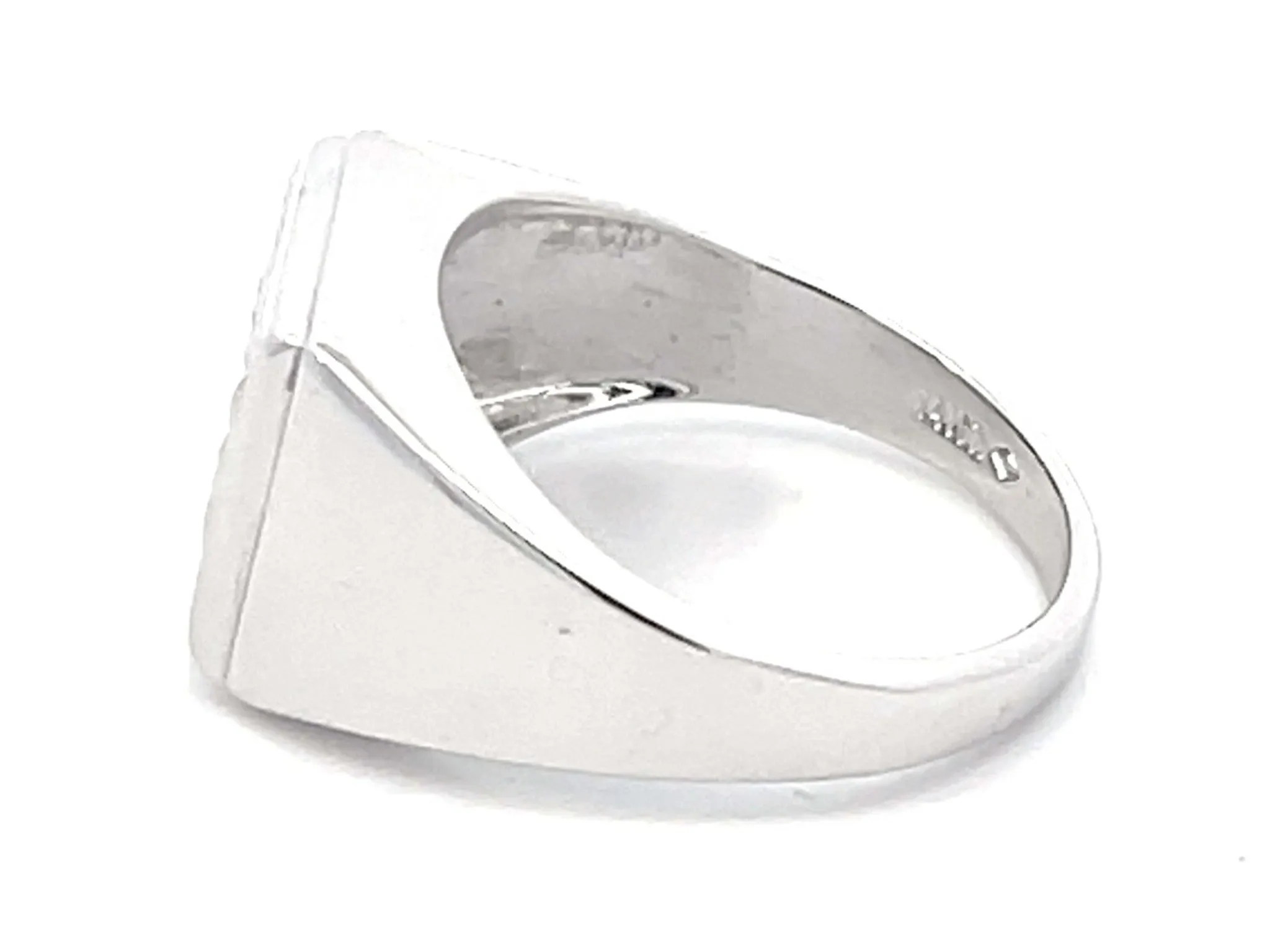 Mens Diamond Halo Pinky Ring in 14k White Gold