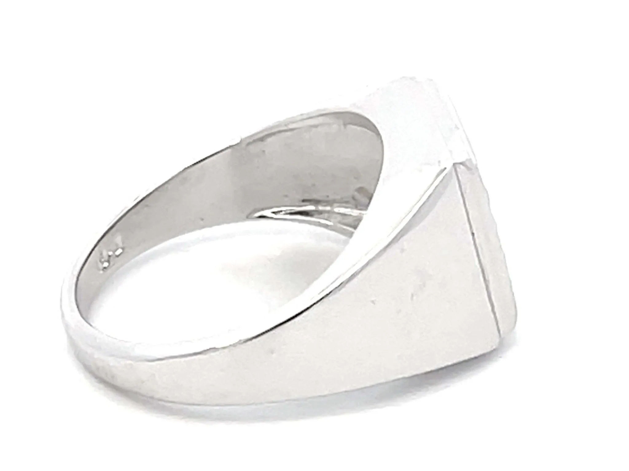 Mens Diamond Halo Pinky Ring in 14k White Gold
