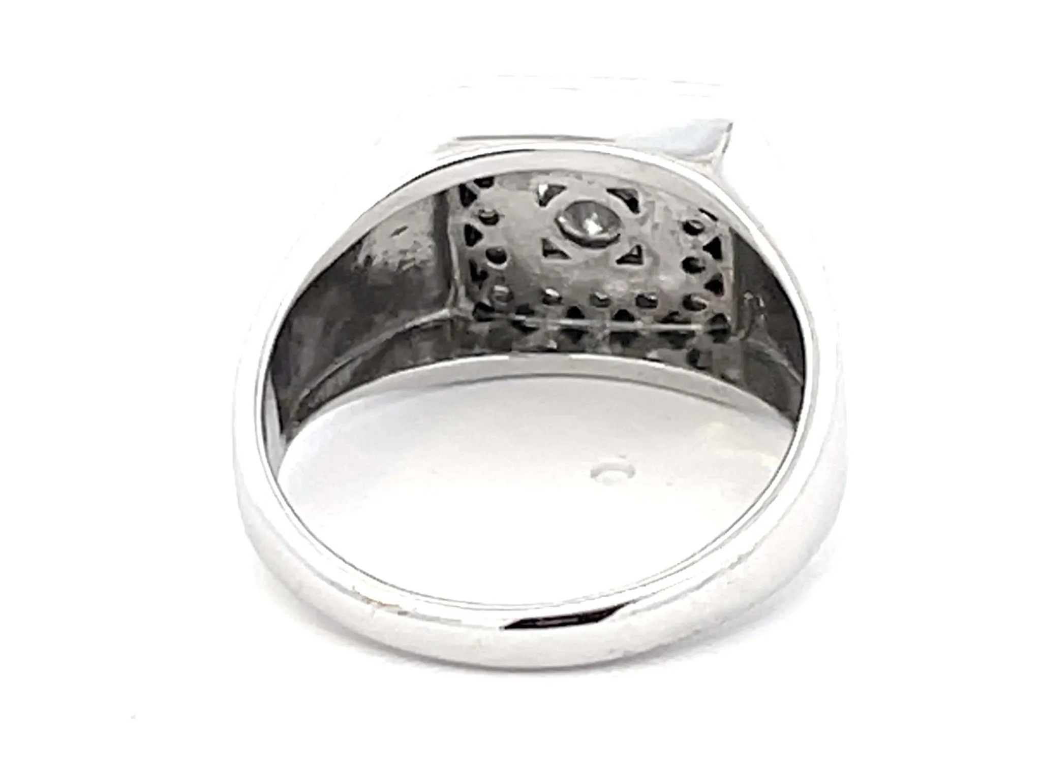 Mens Diamond Halo Pinky Ring in 14k White Gold