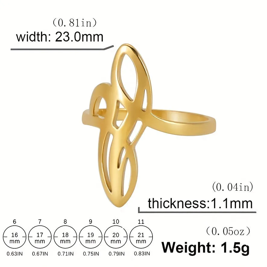 Men's Golden Steel Hollow Out Twist Ring Stainless Steel Wedding Jewelry