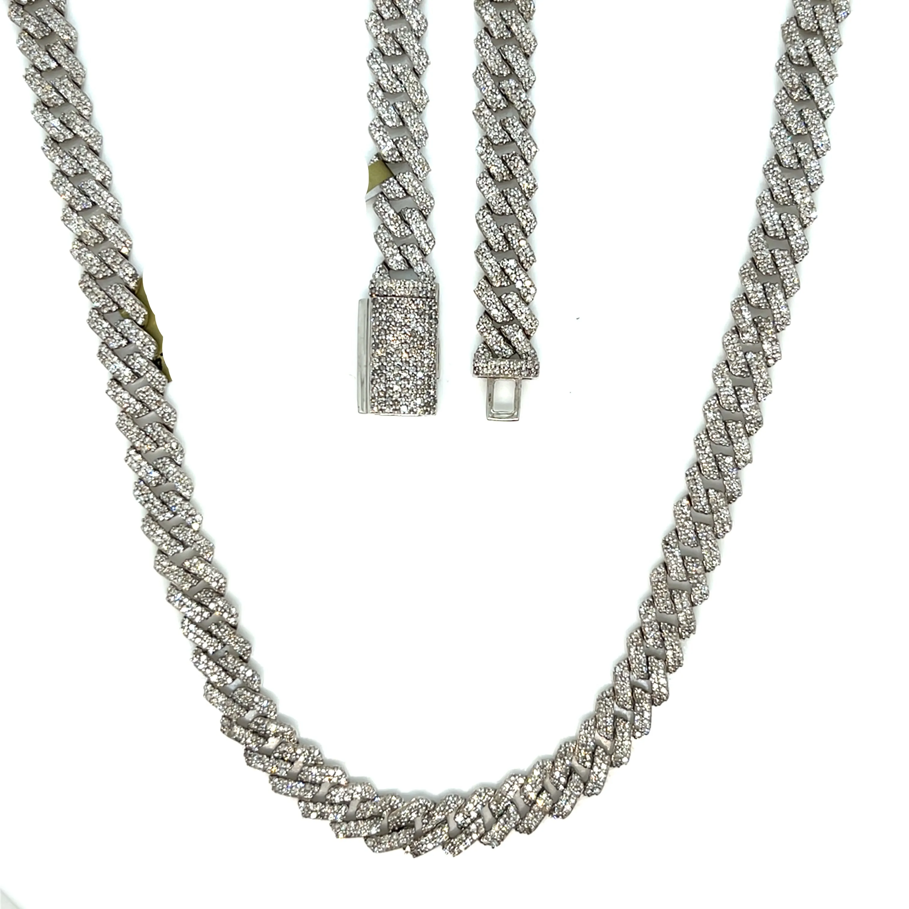 Mens Iced Out 10k Gold 6.5mm Miami Cuban Link w/ Natural Diamonds Necklace Chain - SNK17265A