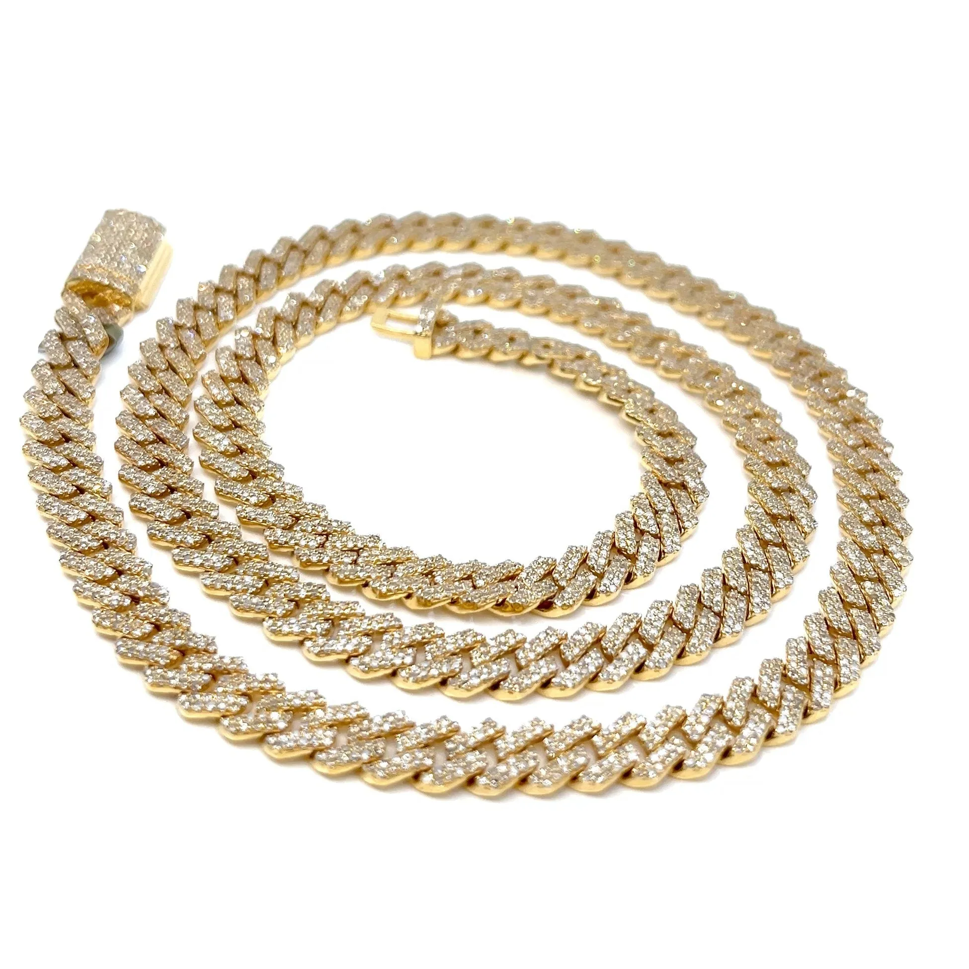 Mens Iced Out 10k Gold 6.5mm Miami Cuban Link w/ Natural Diamonds Necklace Chain - SNK17265A