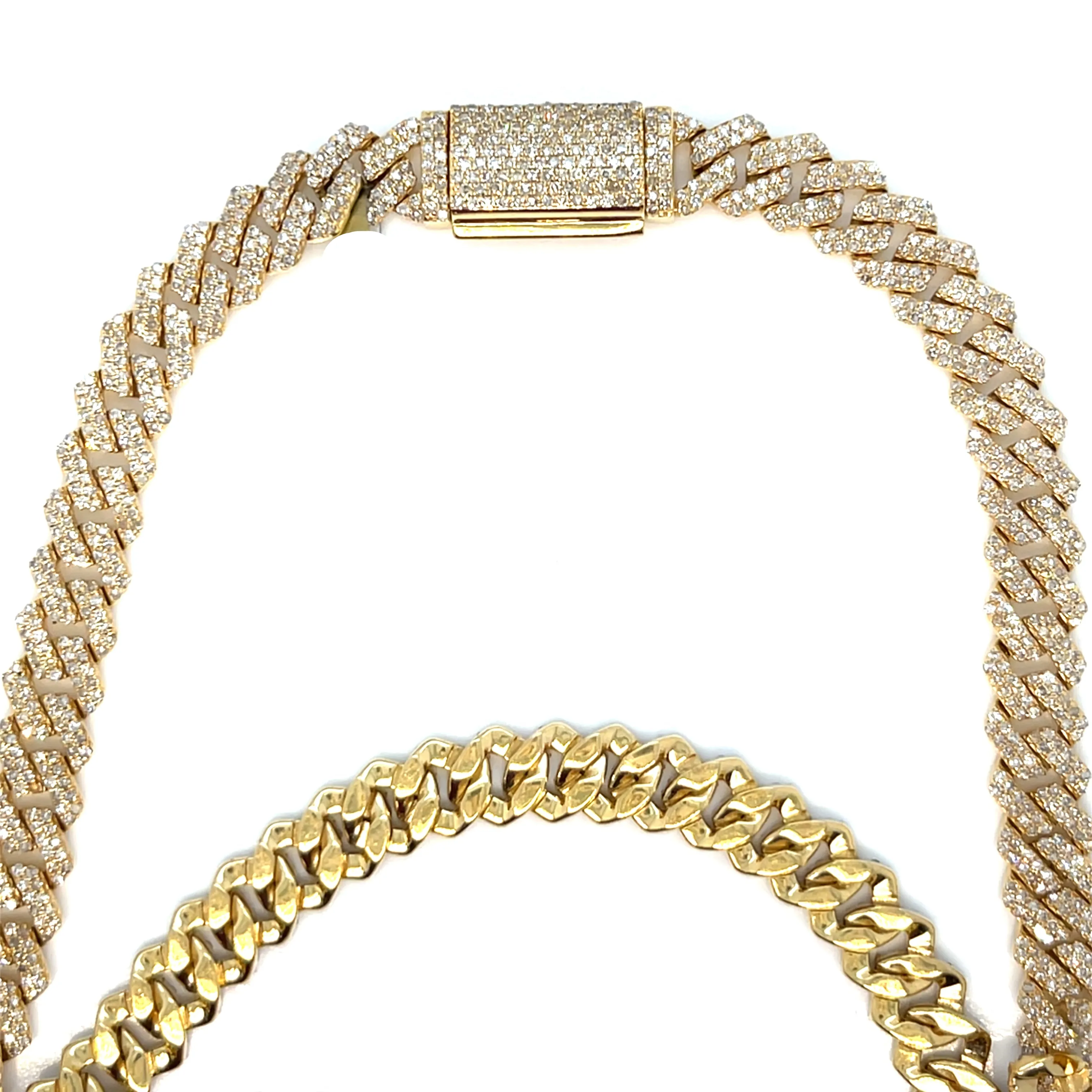Mens Iced Out 10k Gold 6.5mm Miami Cuban Link w/ Natural Diamonds Necklace Chain - SNK17265A