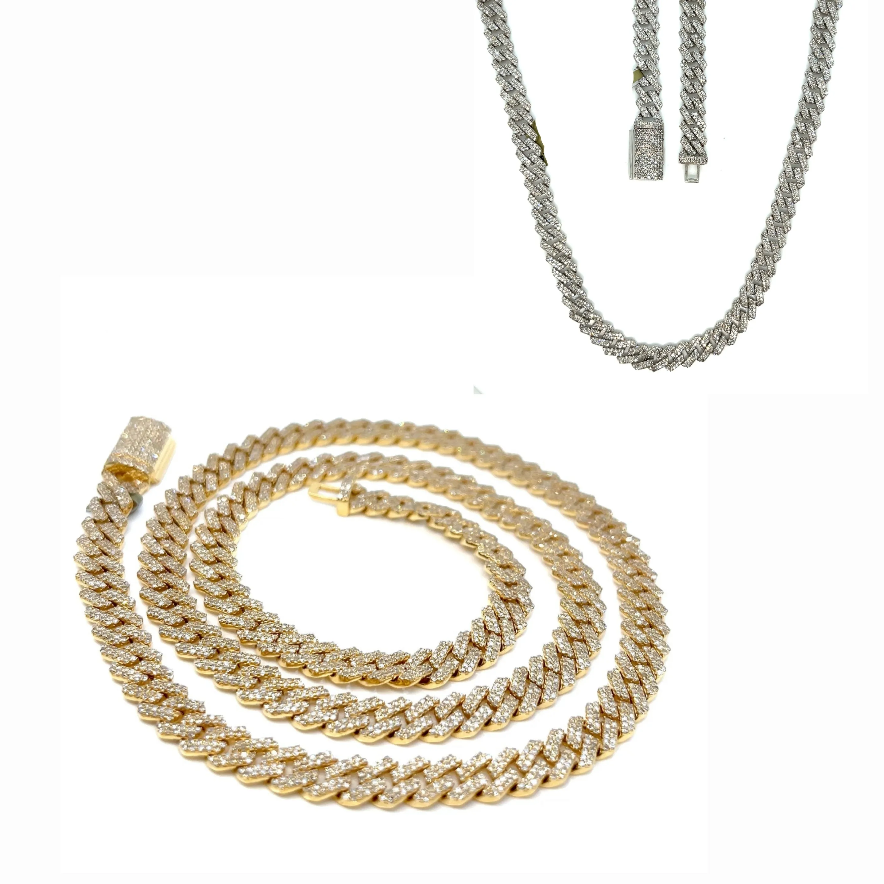Mens Iced Out 10k Gold 6.5mm Miami Cuban Link w/ Natural Diamonds Necklace Chain - SNK17265A
