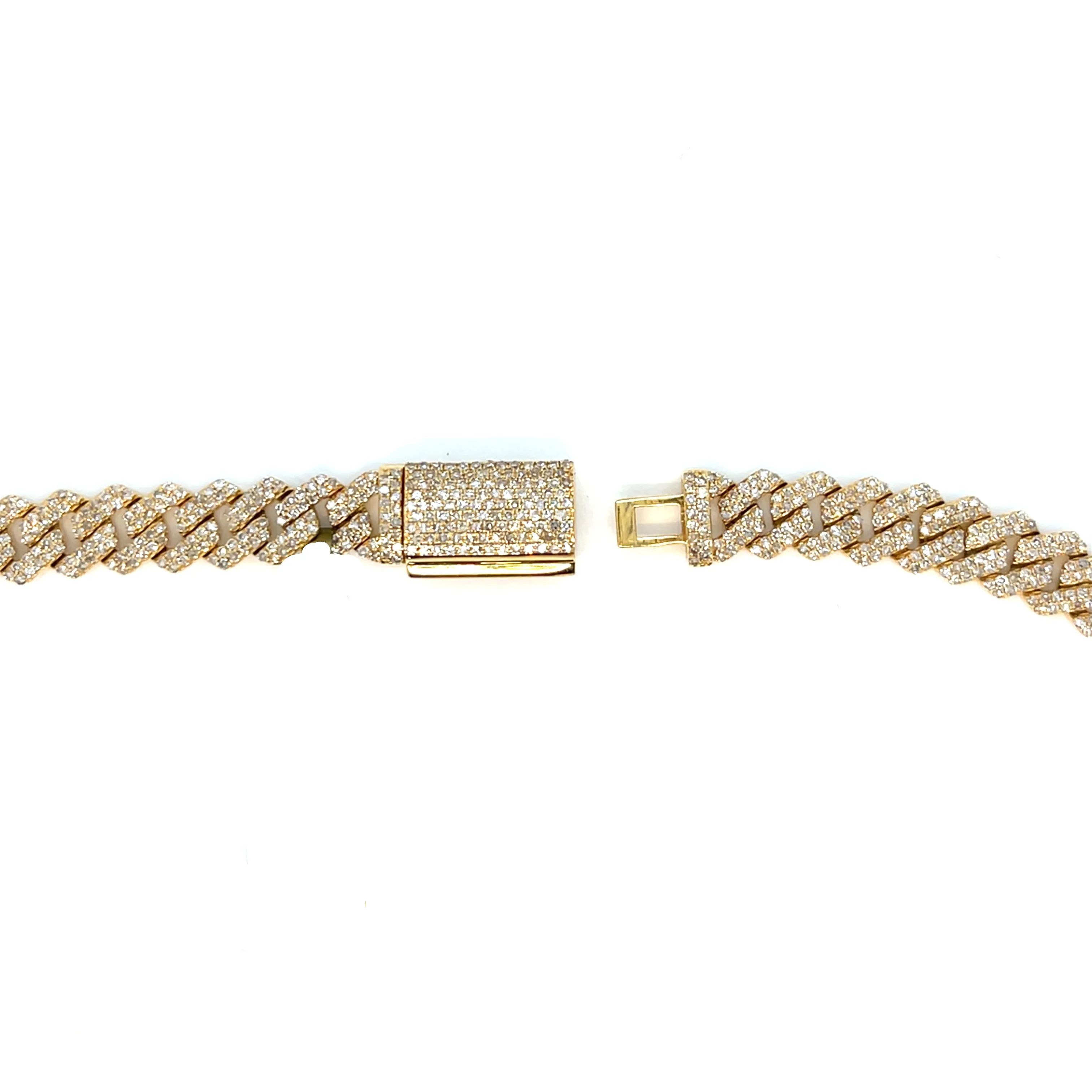 Mens Iced Out 10k Gold 6.5mm Miami Cuban Link w/ Natural Diamonds Necklace Chain - SNK17265A