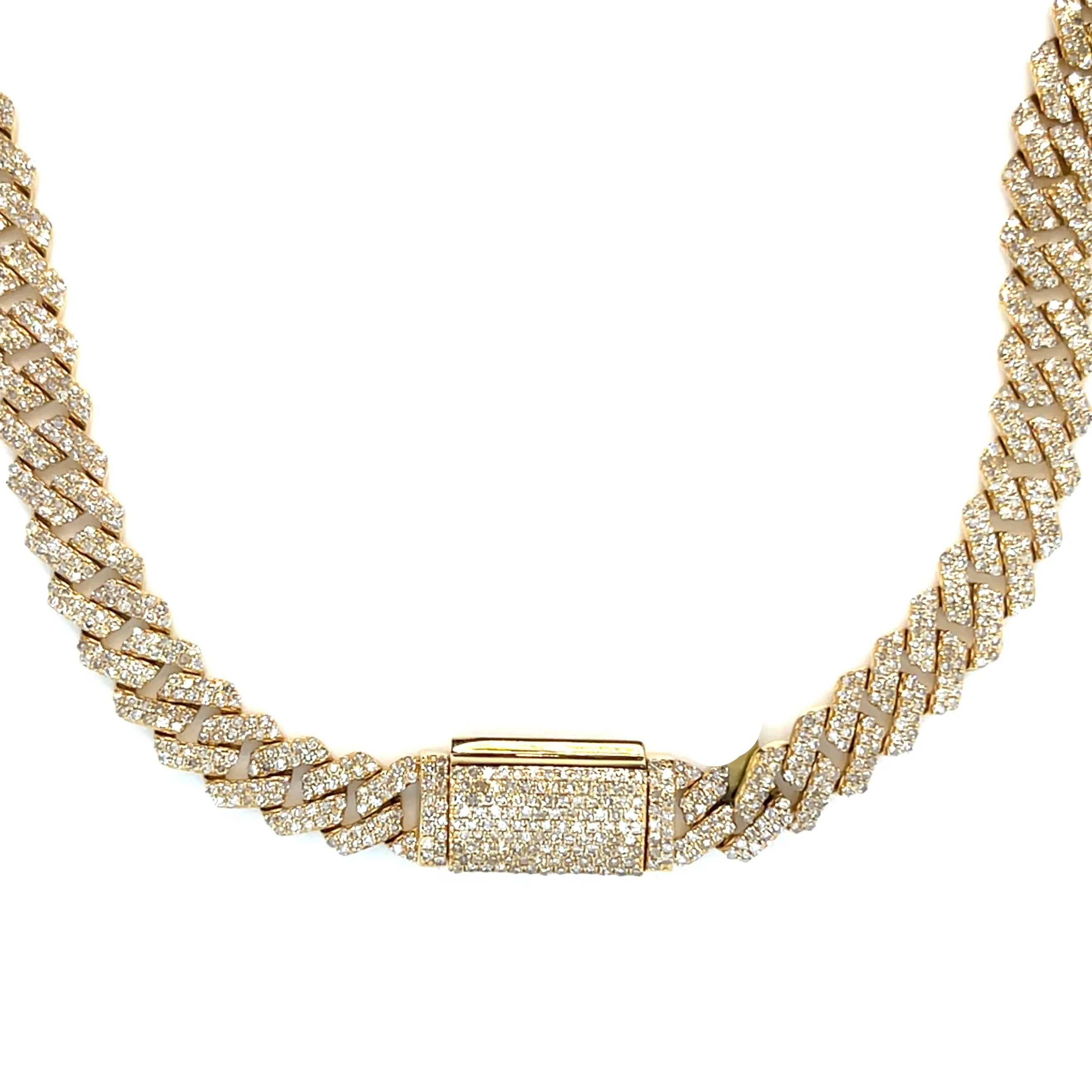 Mens Iced Out 10k Gold 6.5mm Miami Cuban Link w/ Natural Diamonds Necklace Chain - SNK17265A