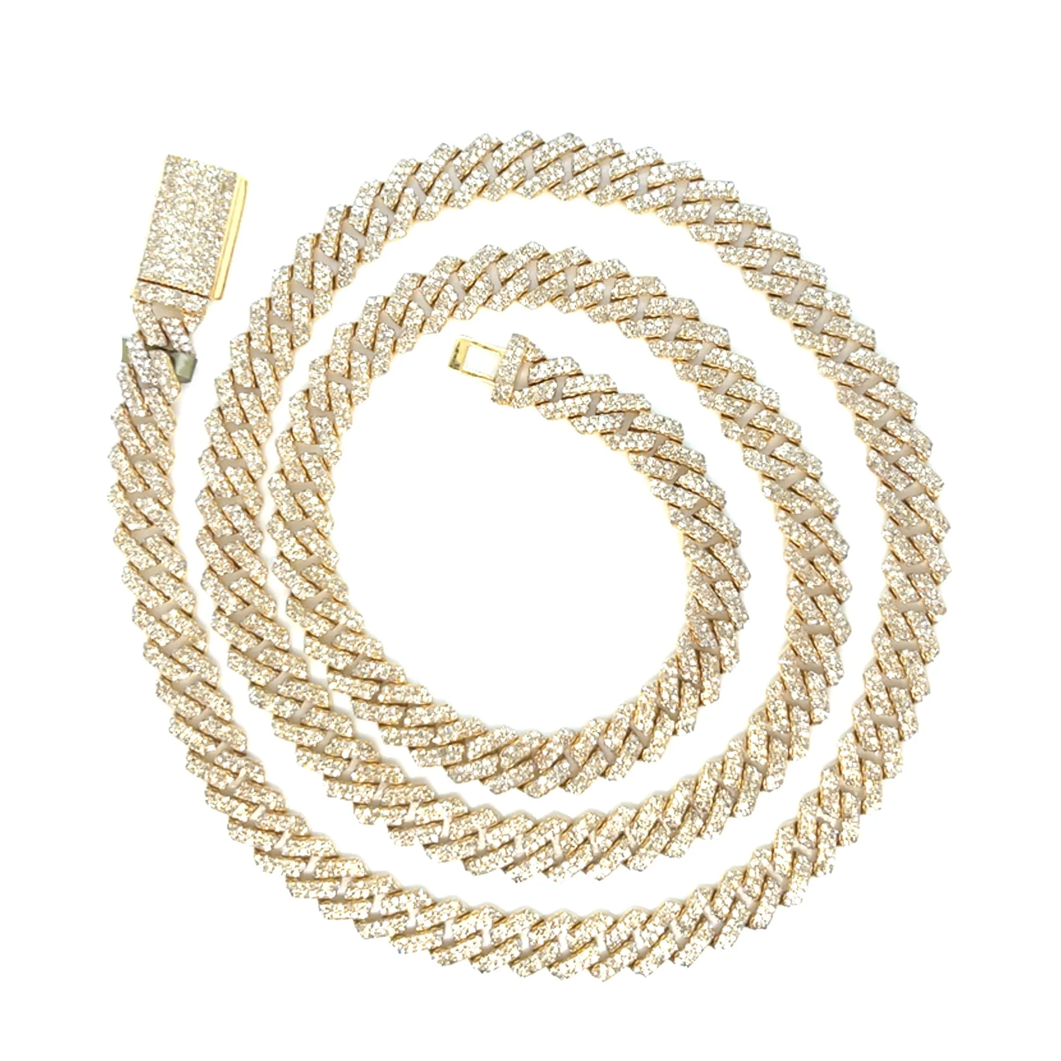 Mens Iced Out 10k Gold 6.5mm Miami Cuban Link w/ Natural Diamonds Necklace Chain - SNK17265A