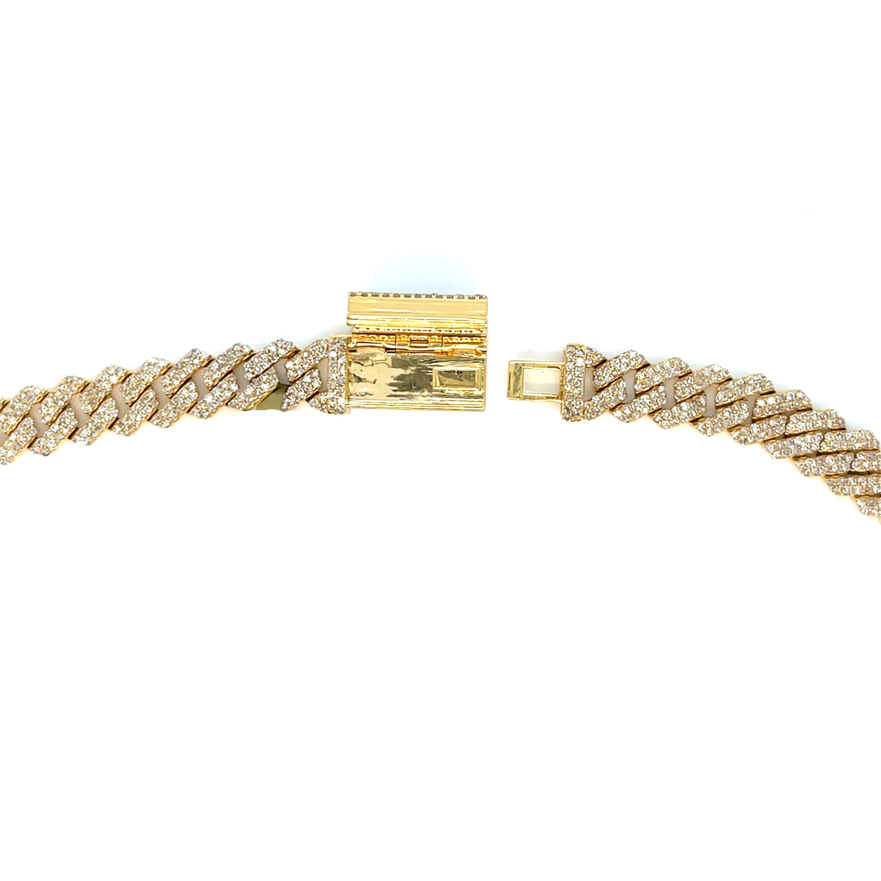 Mens Iced Out 10k Gold 6.5mm Miami Cuban Link w/ Natural Diamonds Necklace Chain - SNK17265A