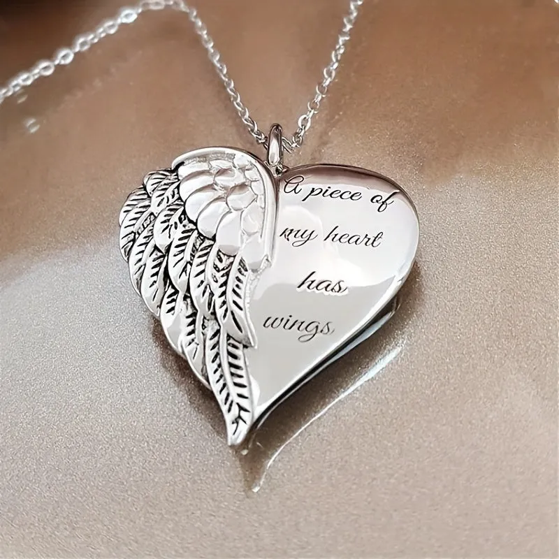 Men's Wings Heart Pendant Couple Necklace