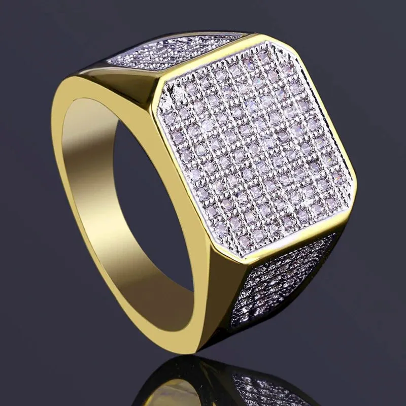 Metal Glossy Rings for Men Geometric Width Signet Square Finger Punk Style Fashion Ring Jewelry Accessories