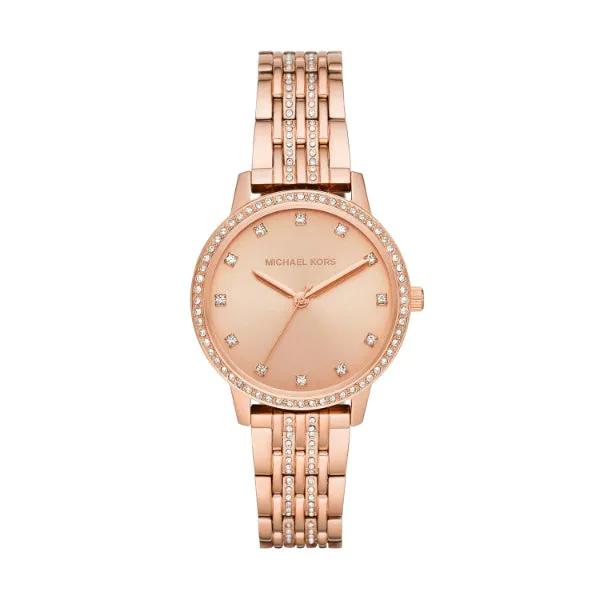 Michael Kors Melissa Rose Gold Stainless Steel Rose Gold Dial Quartz Watch for Ladies - MK4369