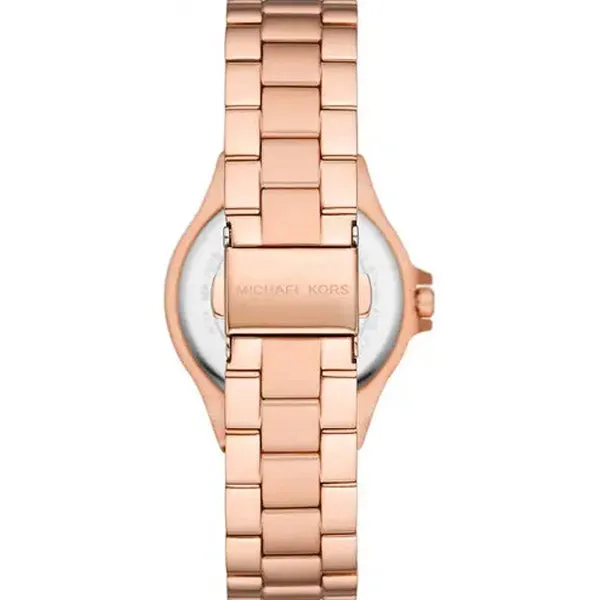 Michael Kors Mini Lenox Rose Gold Stainless Steel Silver Dial Quartz Watch for Ladies - MK7279