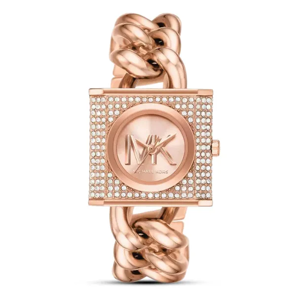 Michael Kors MK Chain Lock Rose Gold Stainless Steel Rose Gold Dial Quartz Watch for Ladies - MK4827