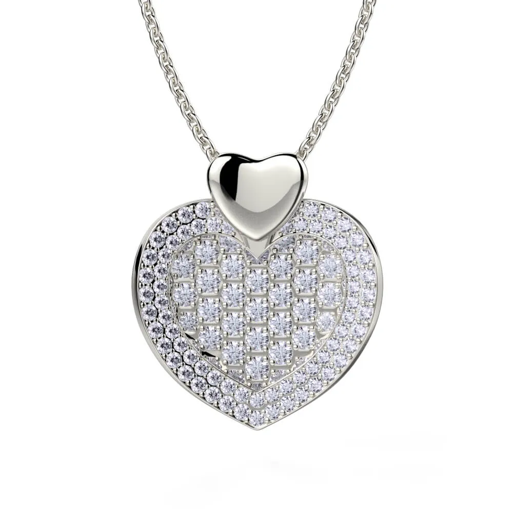 Michael M Diamond Filled Heart Pendant Necklace MH112L
