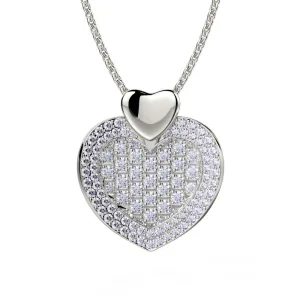 Michael M Diamond Filled Heart Pendant Necklace MH112L
