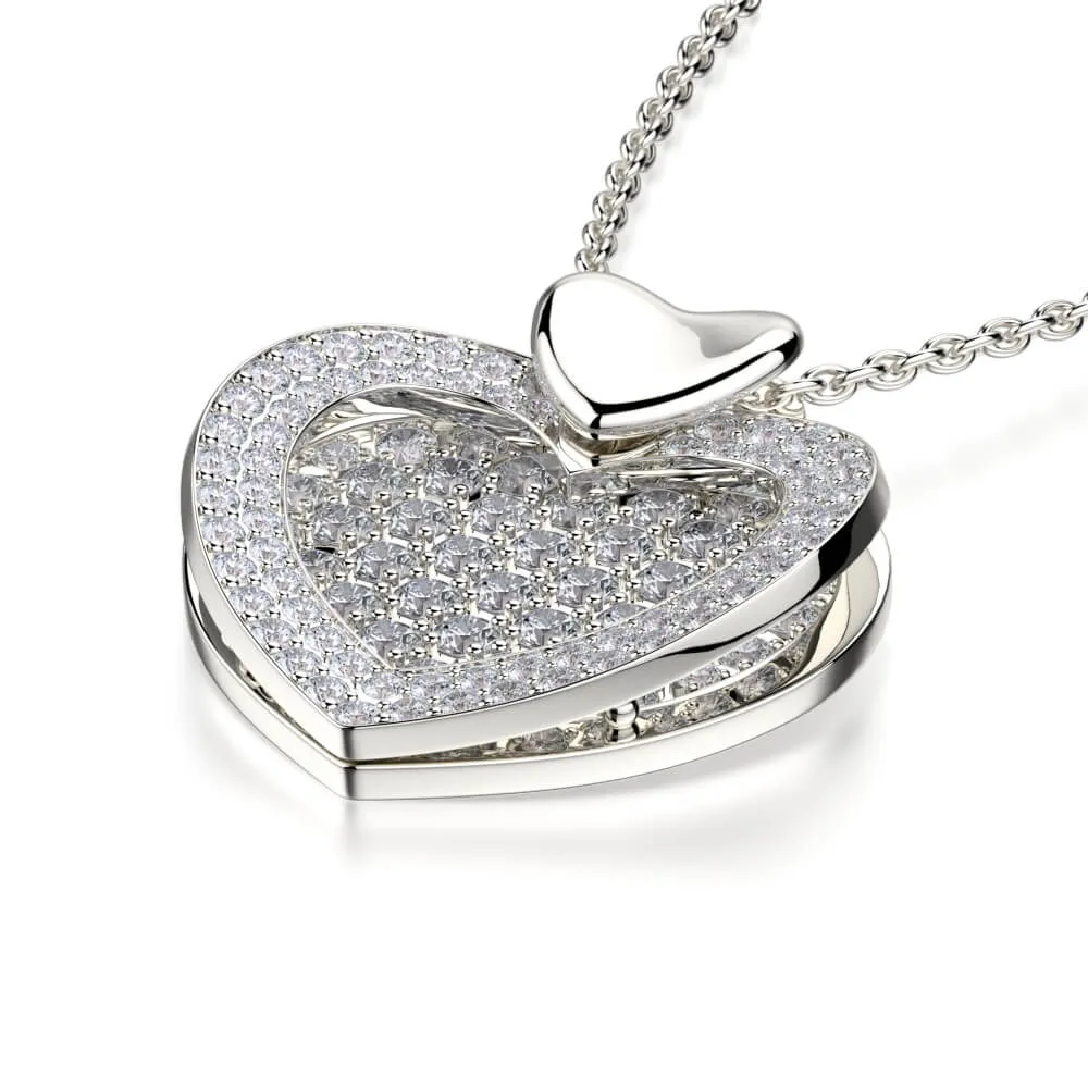 Michael M Diamond Filled Heart Pendant Necklace MH112L