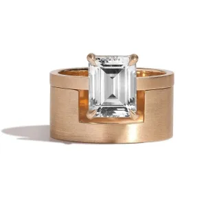 Mid-Century Kahn Emerald Ring with Cigar Band