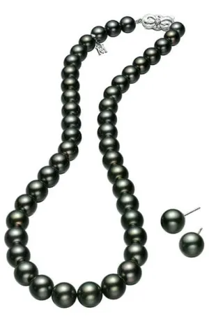 Mikimoto Strand Necklace& Stud Earrings Black South Sea Pearl Special Edition Set (XNG10516BRV11057)