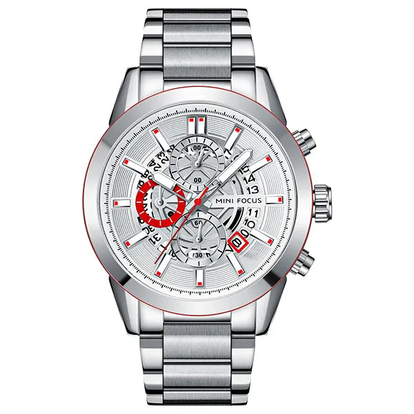 Mini Focus Silver Stainless Steel Silver Dial Chronograph Quartz Watch for Gents - MF0285G-01