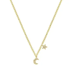 Mini Moon and Star in Yellow Gold